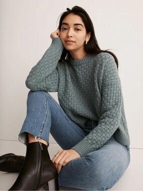 Madewell Blue Basketweave Stitch Sweater